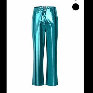 NWT Amy lynn turquoise metallic pants M